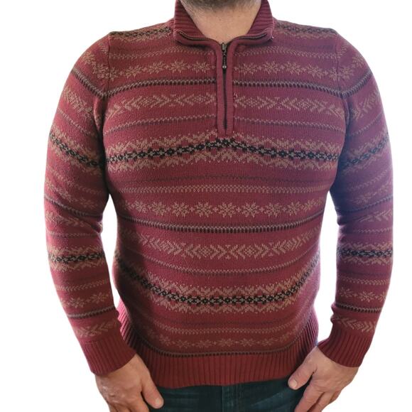 Croft & Barrow Fair Isle Grandpa Sweater Sz Medium Heritage Old Money Holiday - Picture 1 of 10